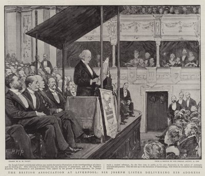 De Britse Vereniging in Liverpool, Sir Joseph Lister houdt zijn toespraak door Henry Marriott Paget